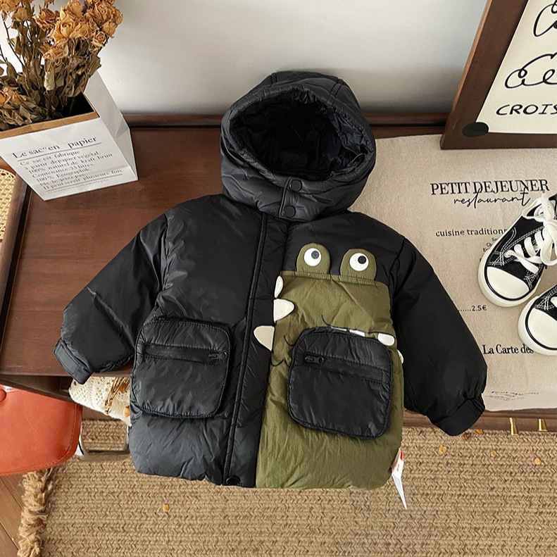 子供用ダウンジャケット韓国版男の子用フード付きクロコダイルダウンジャケット保温コート