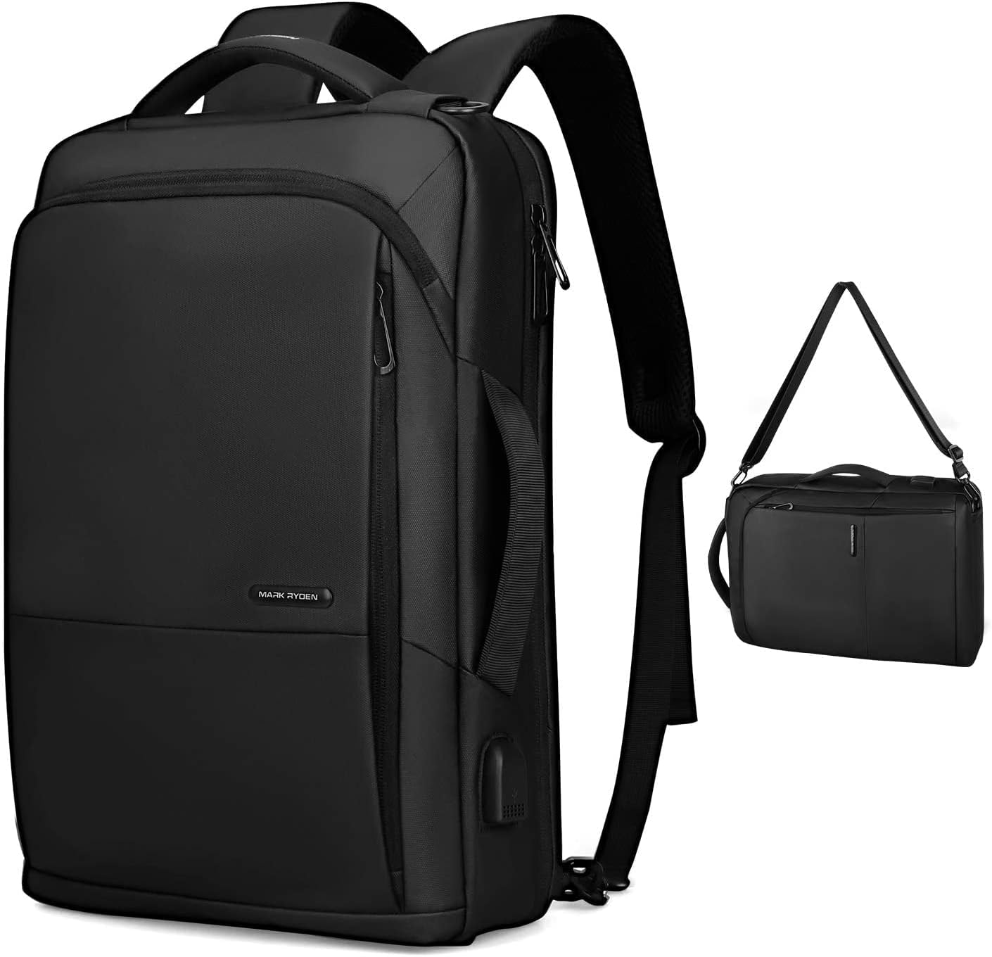 3WAYビジネスリュック 薄型 15.6インチ対応 USBポート付き 撥水加工 防水ポケット ストラップ収納可能 斜め掛けストラップ付き
