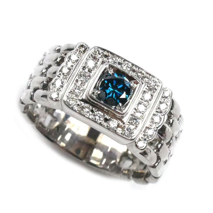 K18WG ホワイトゴールド リング・指輪 ダイヤモンド0.30ct/0.27ct 20号 12.9g メンズ 中古 美品 114,400円