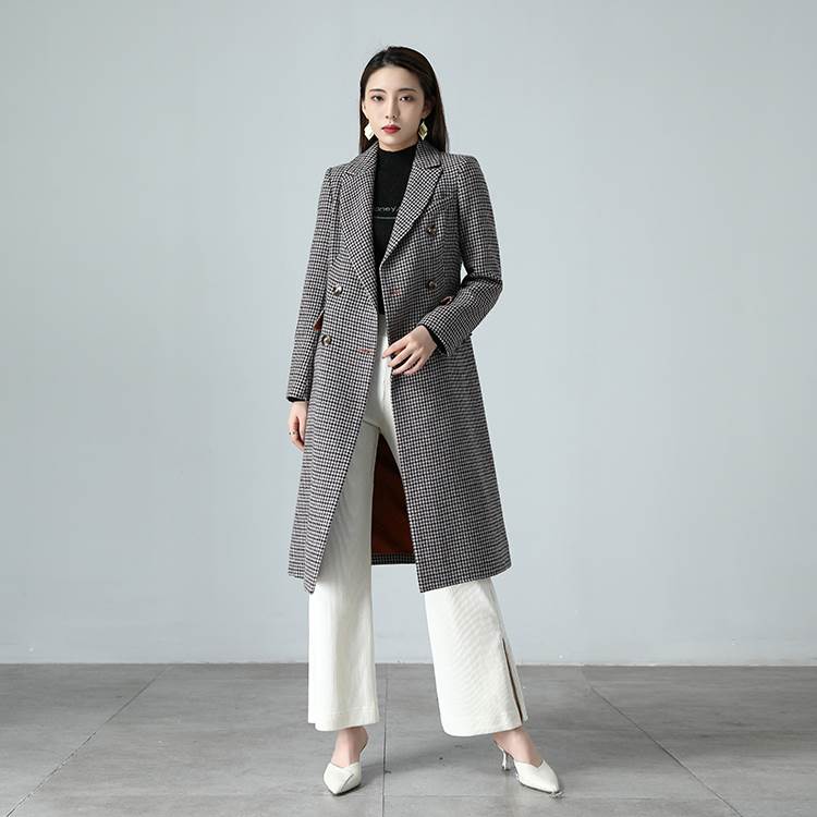 チェック柄 レディース コート アウター ロング丈 袖なし 長袖 Vネック 前開き ポリエステル ウール きれいめ シンプル カジュアル 大人 ブラック 大人女子 こなれ感 チェック柄 秋 冬 10代