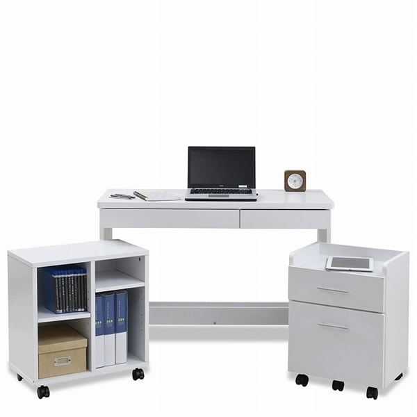 デスク+チェスト+ラック 3点セット SGT-0126-WH ホワイト