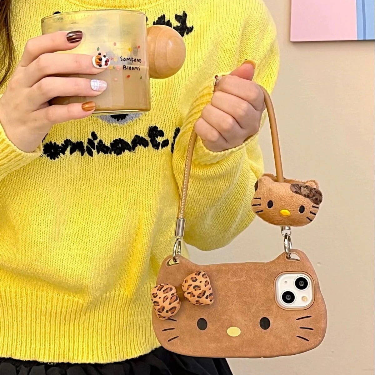 【20点セット】【急速出荷】ブラウンハローキティヒョウプリントボウiPhone16アップル15 13 14pro最大電話ケース落下防止 iPhone 15