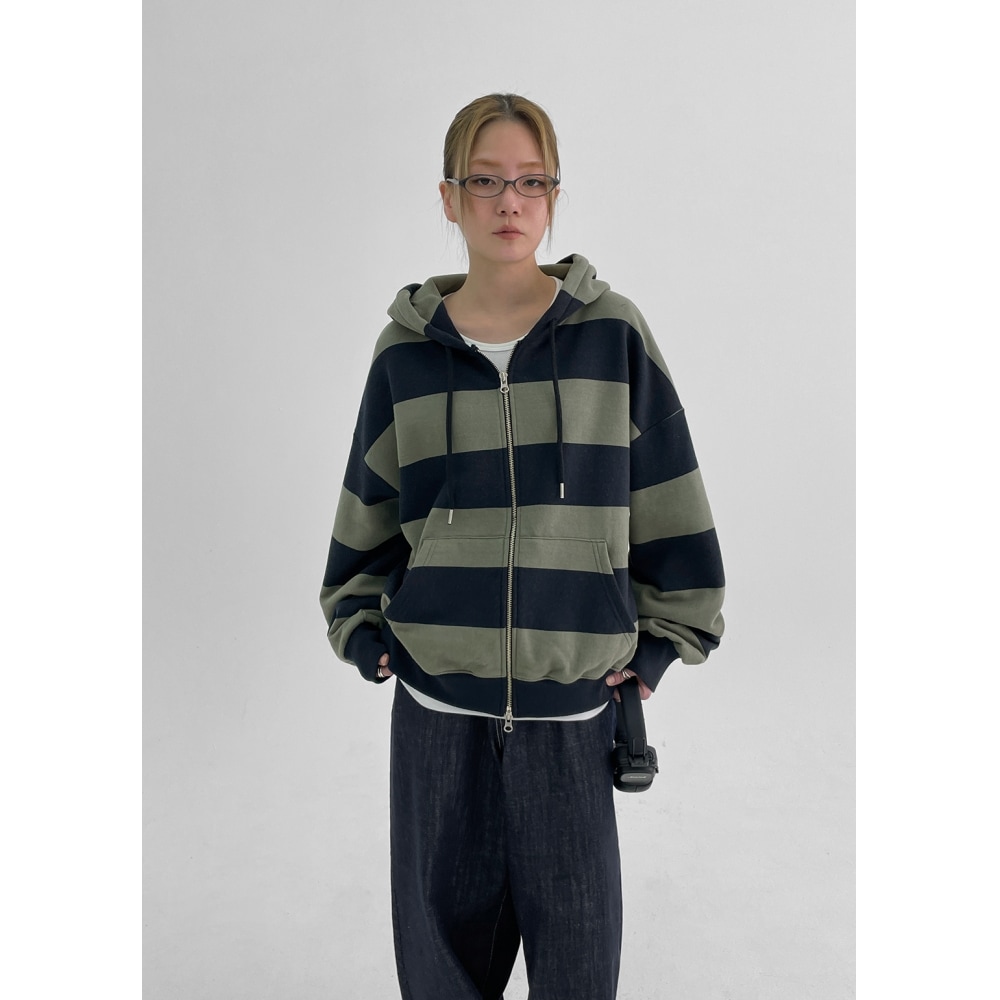 ブラックアップ [ニュースプリング] [製] マーメルストライプパーカージップアップ