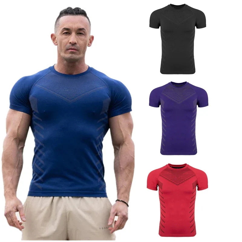 おしゃれヨガウェア 夏の準備！ 新作 フィットネスウェア トレーナー スポーツ Tシャツ 筋トレ タイツ メンズ 高弾性 トレーニングウェア 半袖 フィットネス