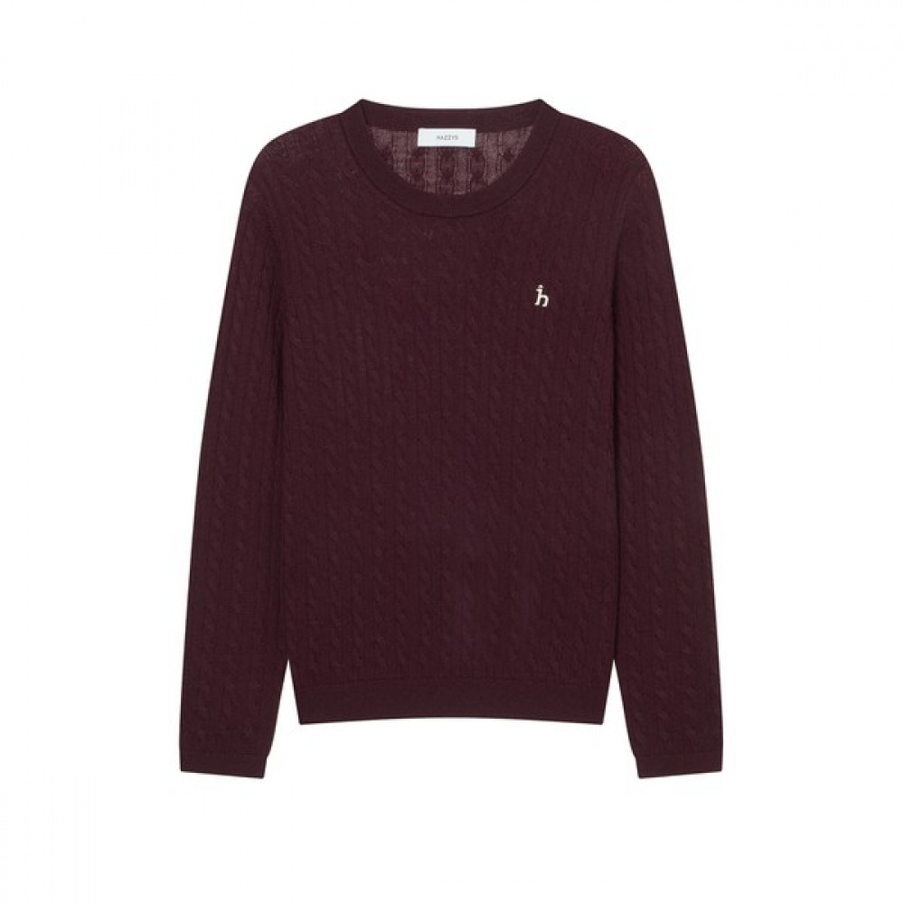 (ヘッジズレディース) 24FW ケーブルラウンドセーターワイン HSSW4DC83D3