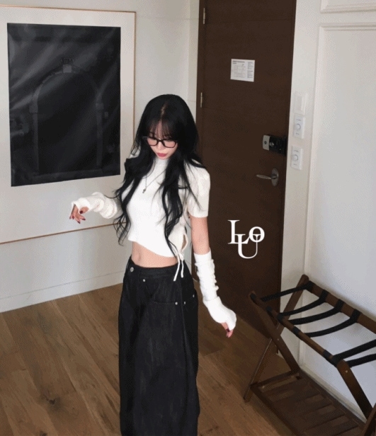 [スタッドpoint/フィット保障] ワイド メガ デニム 裏バンディング パンツ ootj