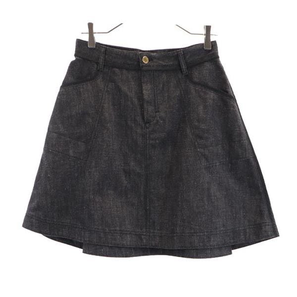 イタリア製 ミニ丈 デニムスカート 38 黒系 レディース