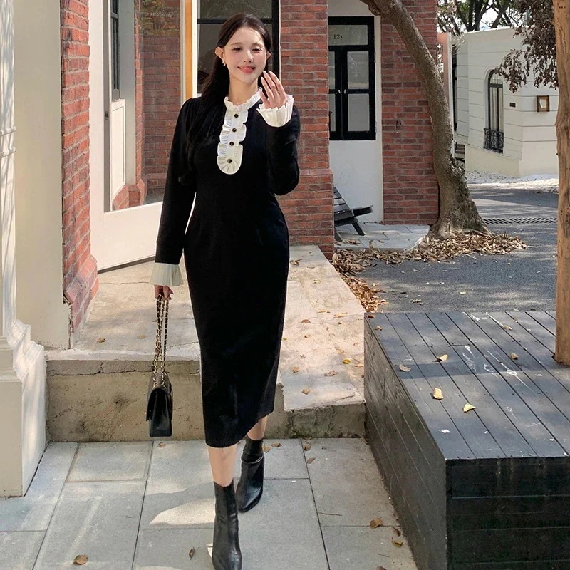 お呼ばれ メ XL-5XL ドレス 成人式 フォーマル 秋冬 新年 パーティー 卒業式 大きいサイズ キャバ 演奏会 同窓会 ワンピース おしゃれ タイト ロング丈 着やせ フランス風