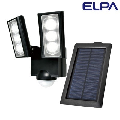 ELPA エルパ 屋外用LEDセンサーライト 2灯 ソーラー式 ESL-312SL ブラック 朝日電器【送料無料】