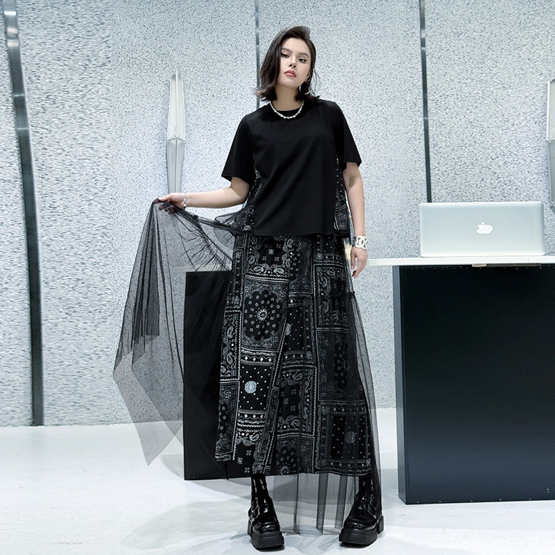 【日系レトロ】メッシュ×Tシャツ ワイドパンツセット 2025夏 ゆったりスタイル