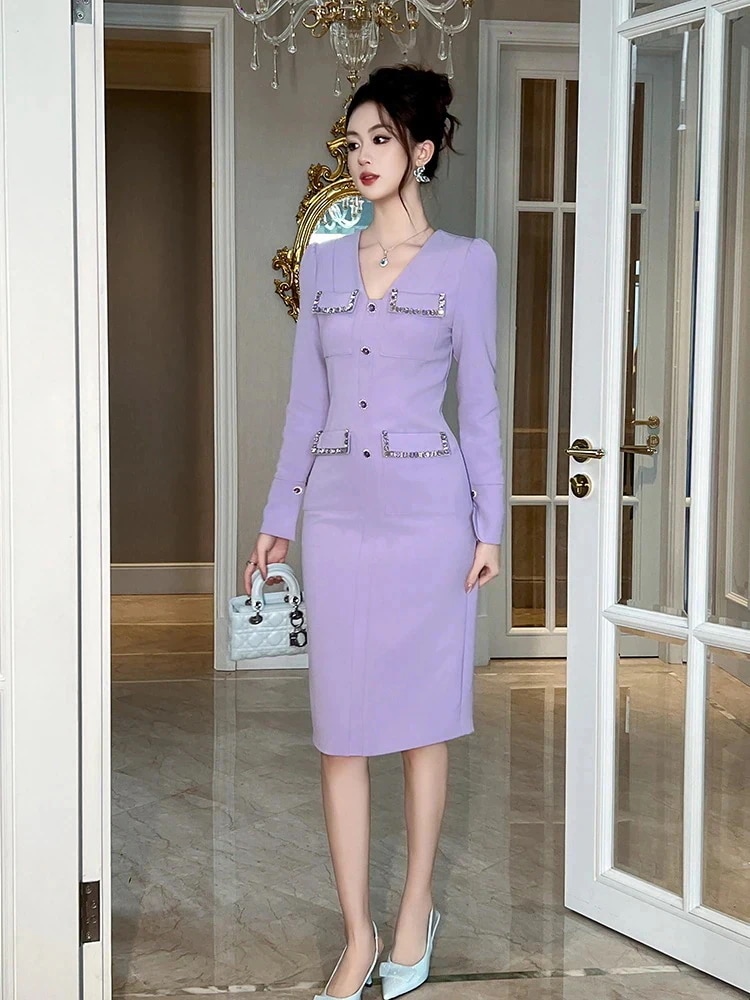 結婚式 成人式 ドレス 卒業式 大人 同窓会 パーティー キャバ 二次会 秋冬 スーツワンピース ウェディング 披露宴 ピーズ飾り