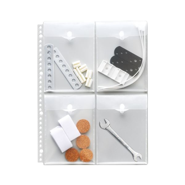 (まとめ) ライオン事務器 ポッケ de 整理A4タテ 2・4・30穴 片面4ポケット マチ・フタ付 NP-4M 1パック(2枚) (×30セット)