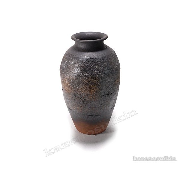 焼締壺型花瓶　15号　（信楽焼き・花瓶・花入れ・花器・壺・壷・一輪挿し・フラワーベース・B004-04)