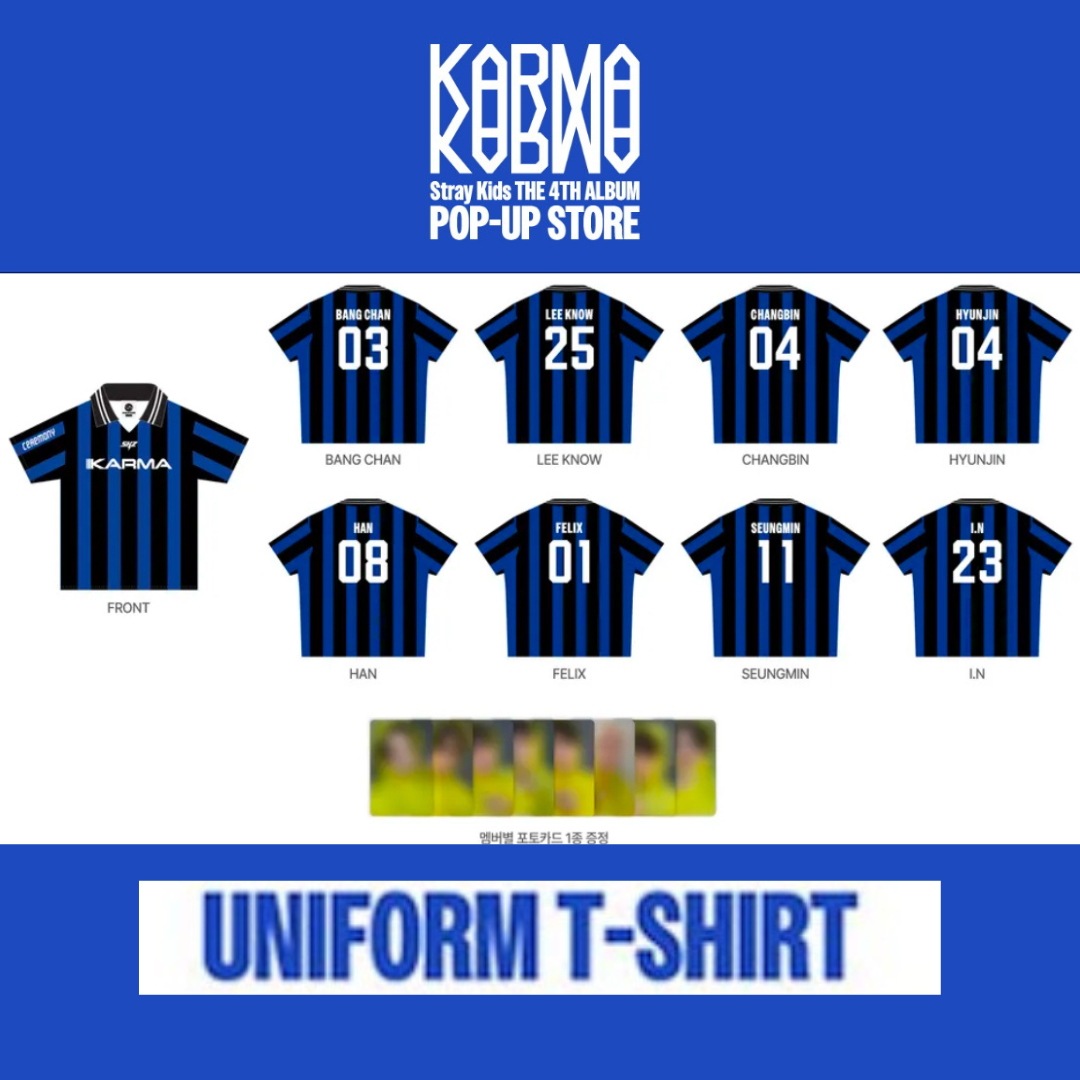 【国内発送】straykids KARMA 本国　ポップアップ　UNIFORM T-SHIRT　トレカ付き　公式MD 10,000円