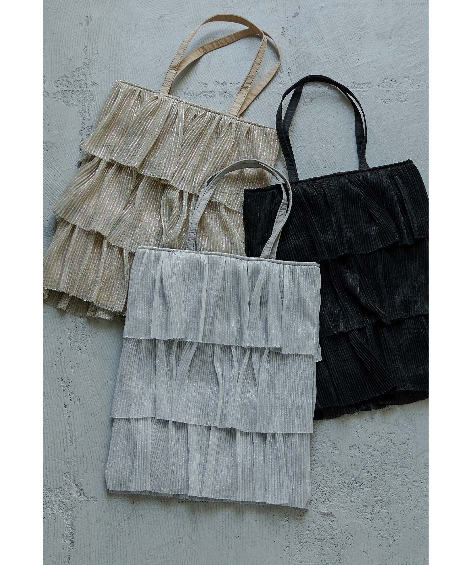 ラメフリルトートバッグ パーティーバッグ ハンドバッグ サブバッグ プリーツ ティアード 大きめ スリム 長財布 化粧ポーチ レディース 結婚式 お呼ばれ 二次会 披露宴 謝恩会 成人式 同窓会