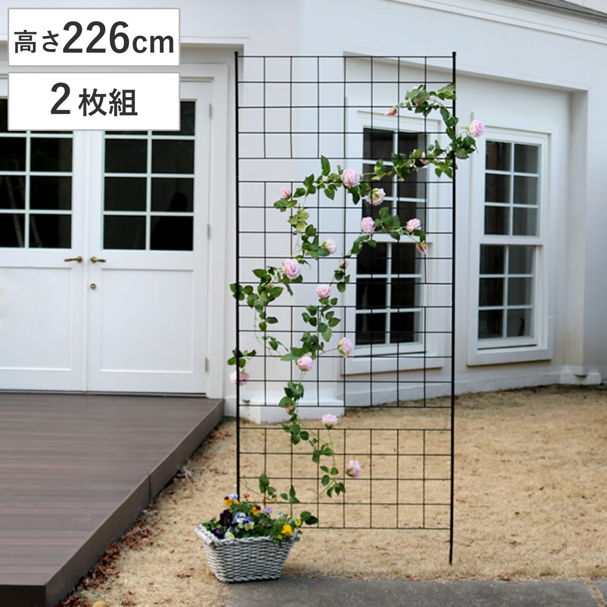 フェンス アイアンフェンス 高さ226cm グラフシリーズ 2枚組 ガーデンフェンス インテリア ガーデニング雑貨 アンティーク おしゃれ ガーデニング スチール ディスプレイ オブジェ 置物