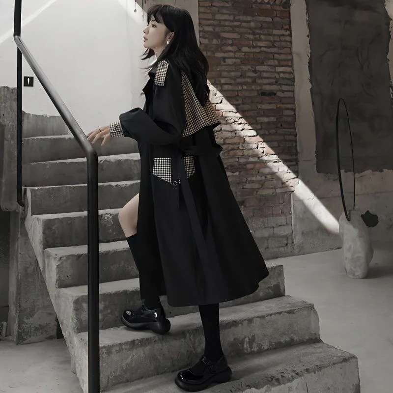 流行り 新作 秋トレンチコート レディース 高級感 チェックコート 韓国ファッション ゆったり 着痩せ ロングコート体型カバー 百掛け 秋ジャケット 気質 通勤 アウター30%までに制限