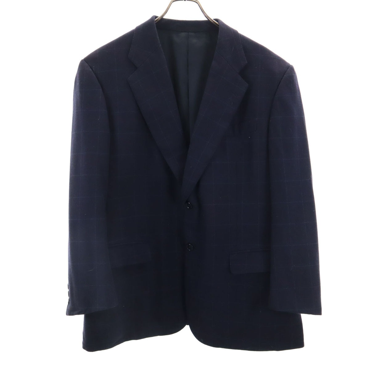 LANVIN CLASSIQUE ランバン クラシック 90s シルクブレンド カシミヤブレンド オールド テーラードジャケット ST50-56 ネイビー メンズ 古着