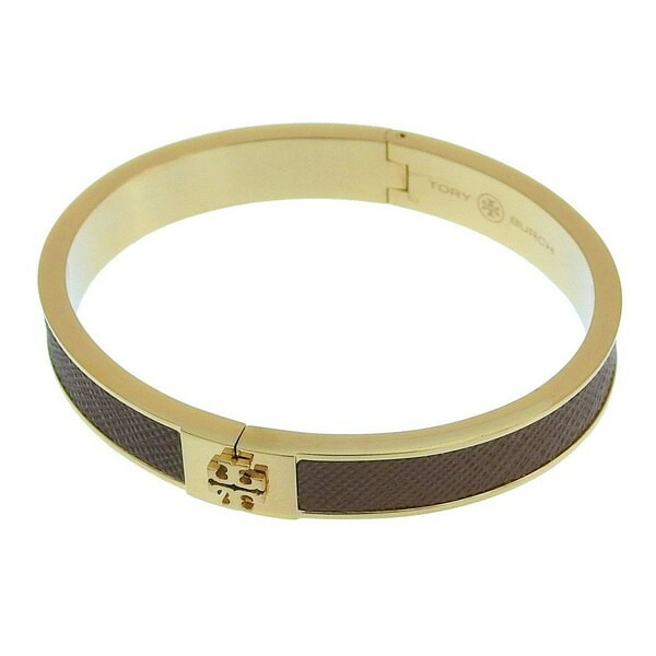 トリーバーチ アクセサリー レディース バングル ブレスレット アウトレット レザー ブラウン SLIM LEATHER INLAY CUFF 145435-202S TORY BURCH
