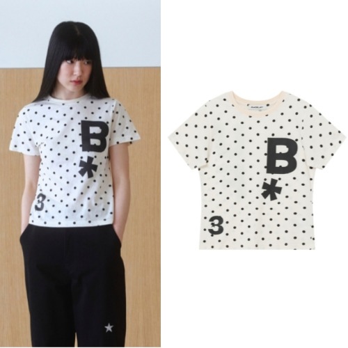 B ロゴ SLIM FIT ロゴ 半袖 プリント Tシャツ・カットソー [ドット アイボリー] 5,310円
