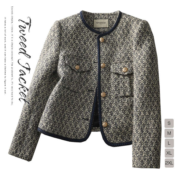 入学式ツイードジャケットツイード卒業式フォーマル常冬ショート丈アウター入園式秋カジュアルジャケットレディース春秋ノーカラージャケット春七五三ママママスーツ卒園30%までに制限