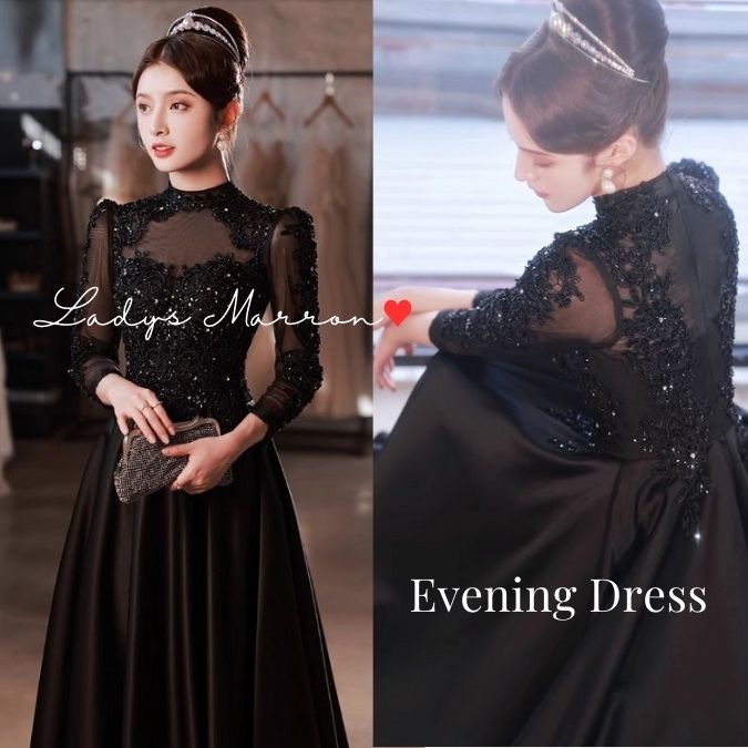 【即納】イブニングドレス 成人式ドレス 同窓会ドレス 演奏家ドレス 発表会ドレス 謝恩会ドレス お呼ばれドレス 結婚式 パーティードレス かっこいい 結婚式お呼ばれドレス 黒 レディース ロングドレス 7,086円