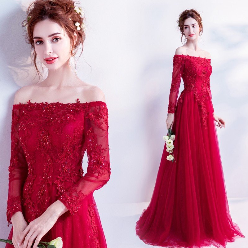 カラードレス 安い ロングドレス 長袖 aラインドレス 演奏会 イブニングドレス 結婚式 二次会 花