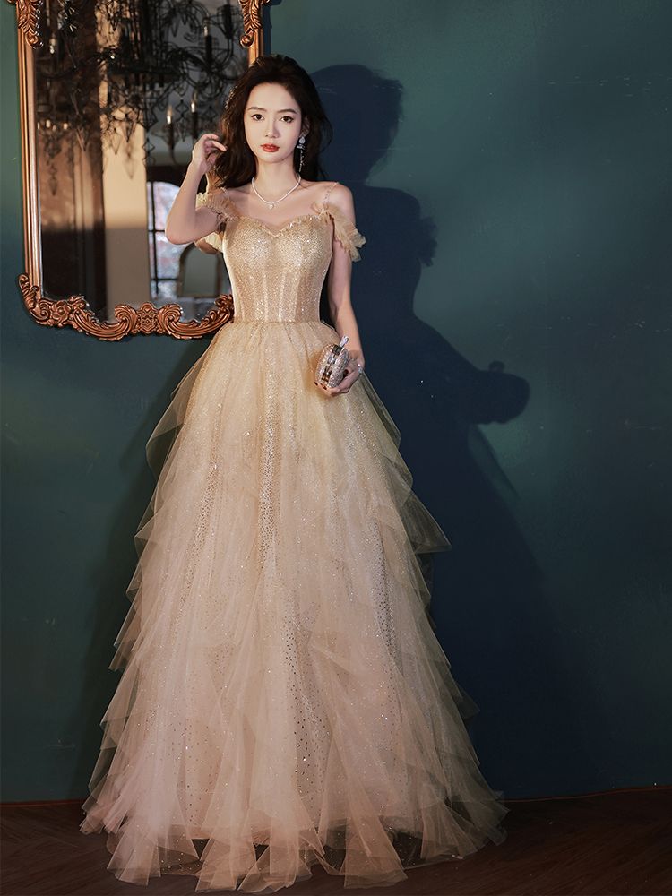 イブニングドレス女の子誕生日成人式プリンセスドレス芸術試験宴会気質ホスト