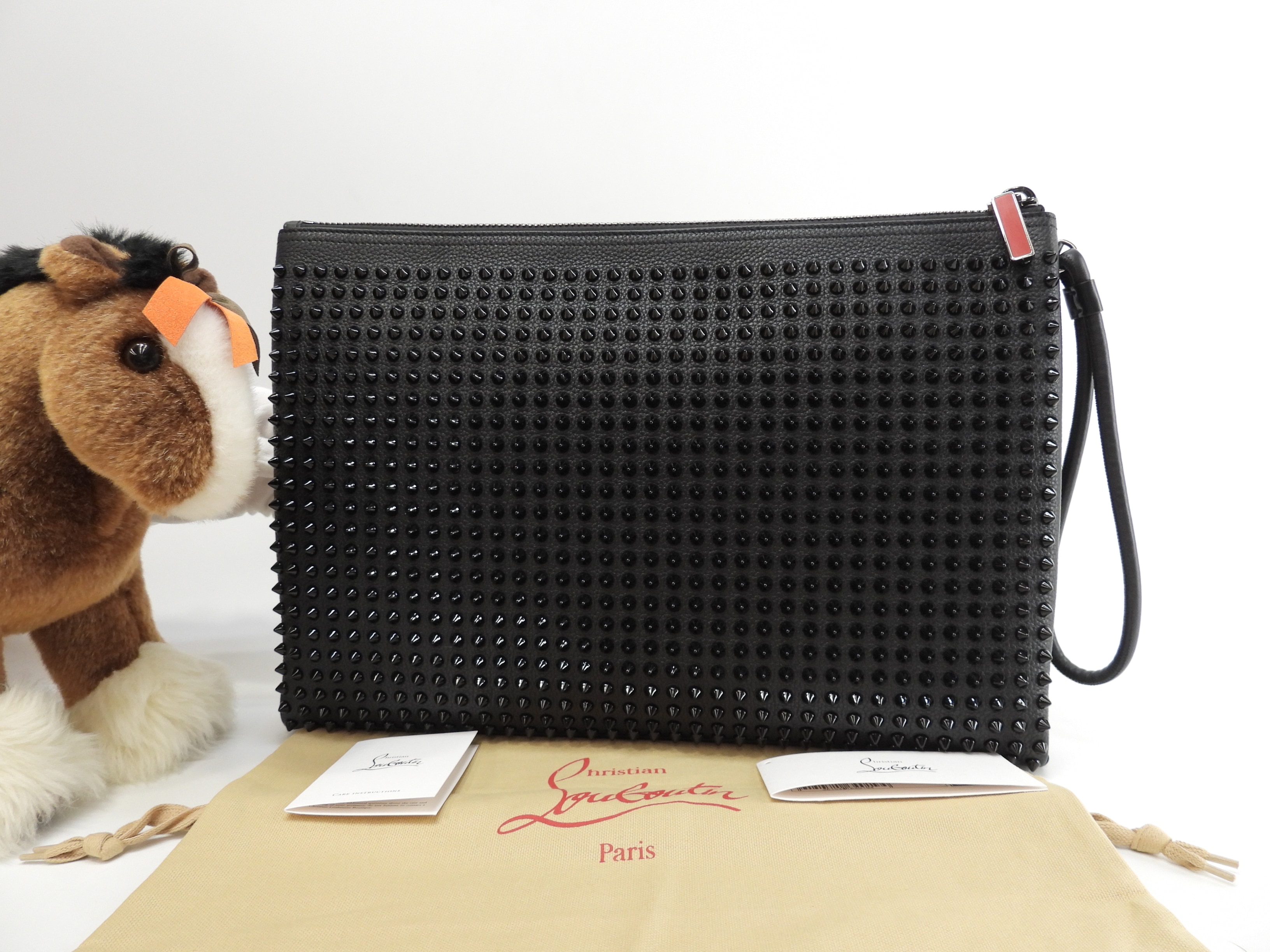 クラッチバッグ Kaloupouch レザー黒 スタッズ セカンドバッグ 未使用@ 1