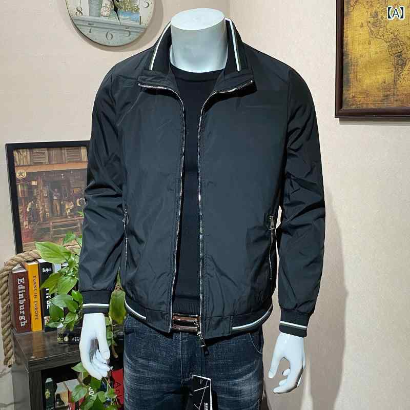 メンズ ファッション 春秋 スタンドカラー ジャケット 薄手 涼しい ビジネス カジュアル トップス ショート ジャケット