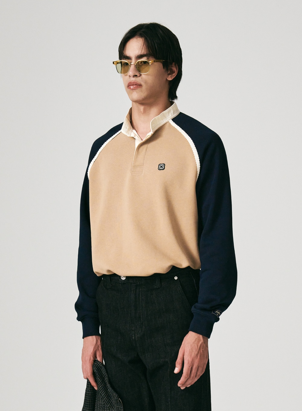 【SATUR】 RAGLAN FOOTBALL SWEATSHIRTS : CLASSIC BEIGE