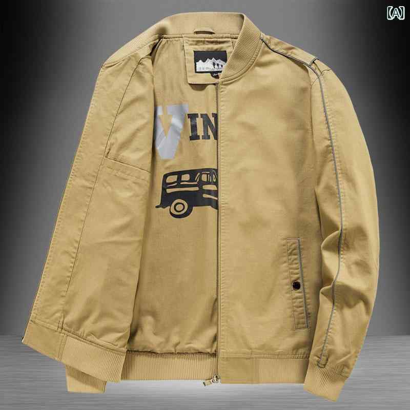 メンズ ファッション ジャケット 春秋 薄手 涼しい シンプル カジュアル コットン トップス 大きいサイズ ベースボール カラー ワークジャケット