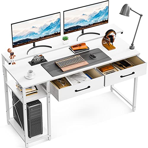 色：ホワイト サイズ：120*52*76cm ODK ゲーミングデスク ラック付きデスク 引き出し2