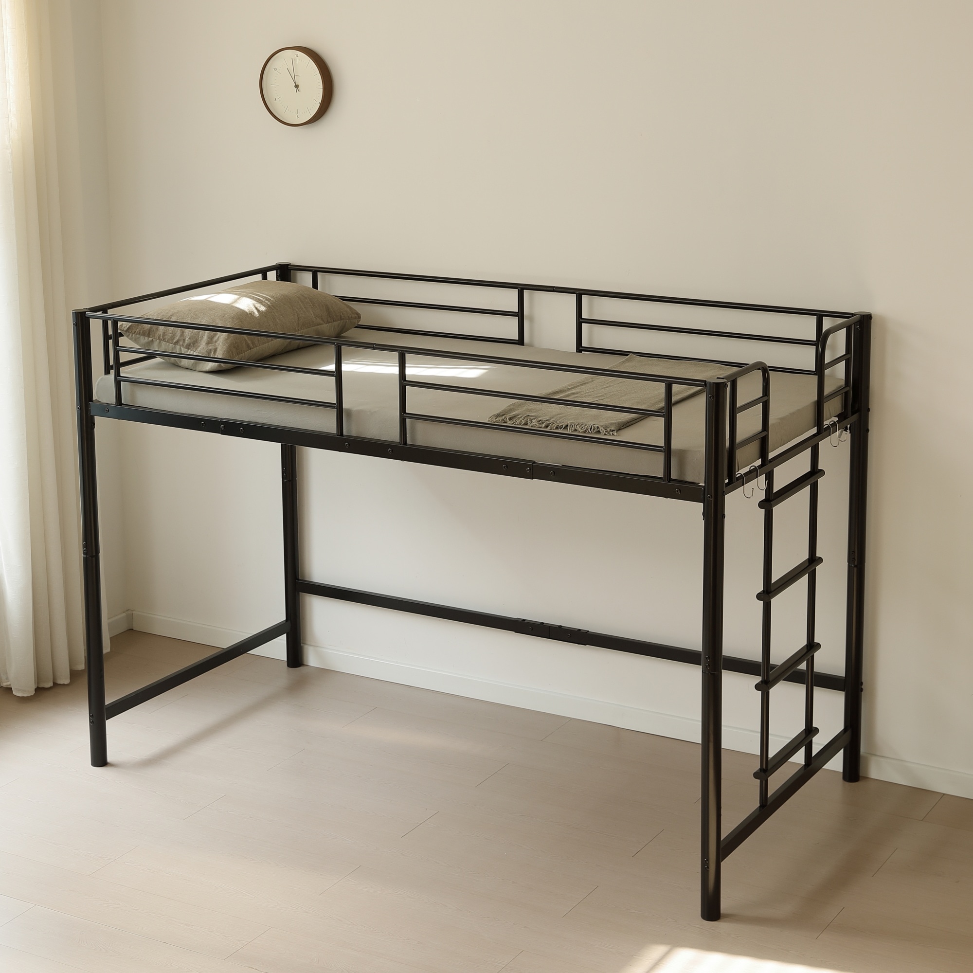 【高さ140cm】ロフトベッド パイプベッド シングル 耐荷重150kg システムベッド ロータイプ ミドルタイプ 収納 大人 一人暮らし スチール