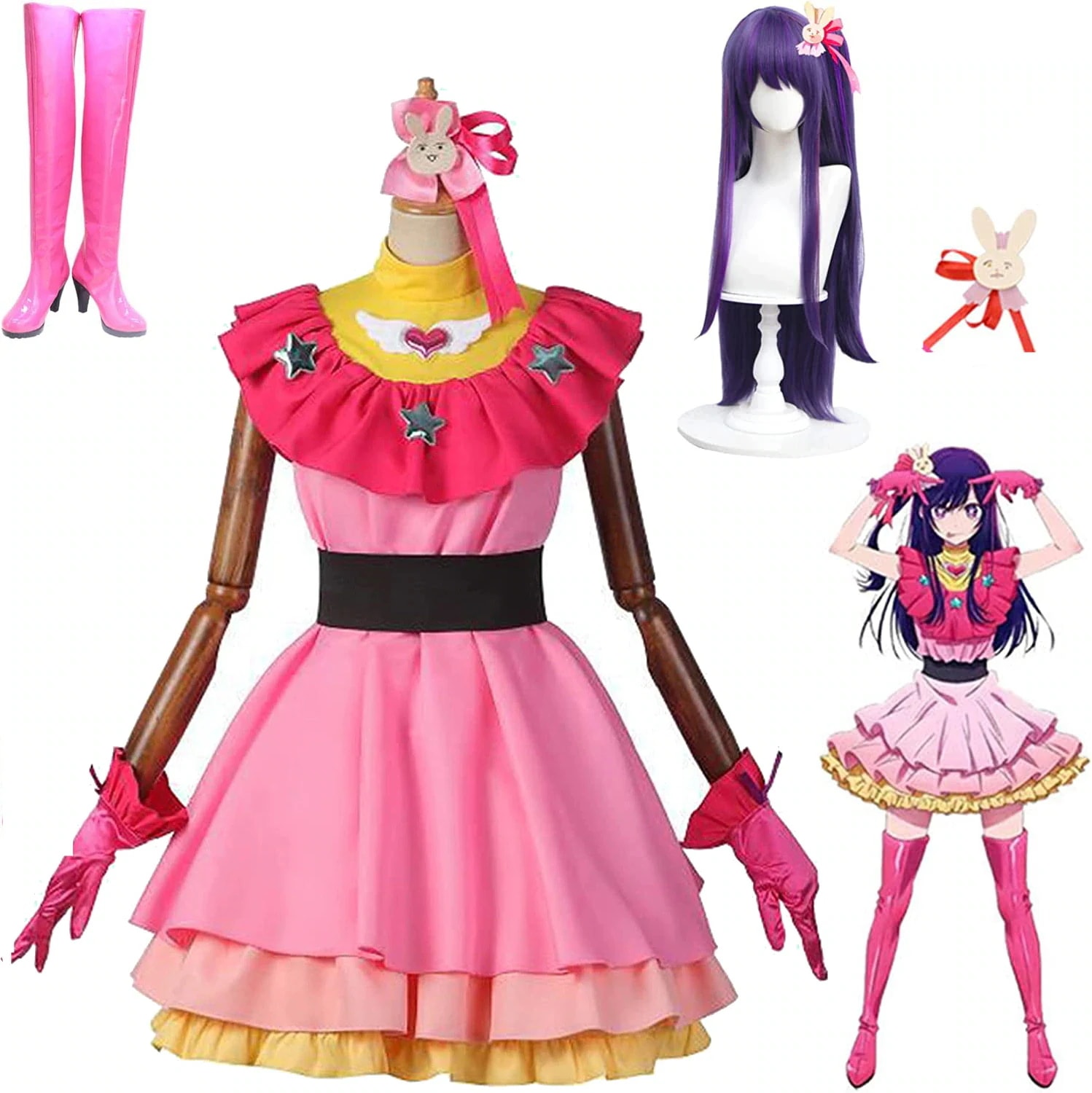 推しの子 コスプレ衣装 星野 アイ セット ウィッグ ワンピース スチューム 変身 仮装 変装 文化祭 学園祭 ハロウィン クリスマス 誕生日 忘年会 学園祭