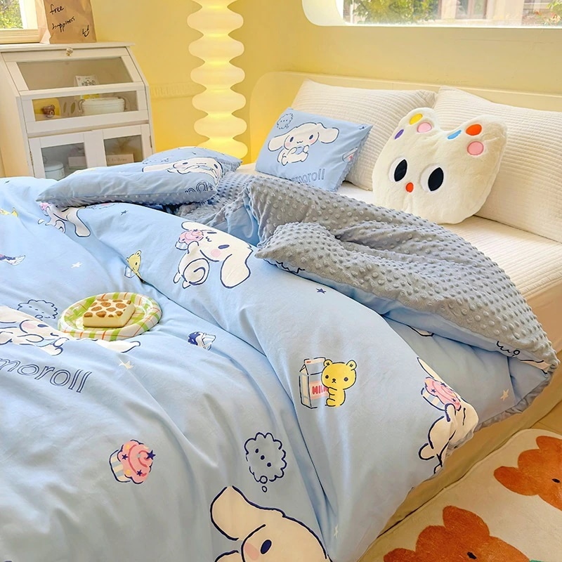 Jade Gui Dog ピュアコットン ビーニーブランケット 漫画 子供用ビーニーキルトコア昼寝ブランケット コットン学生キルトカバー 取り外し可能なキルト