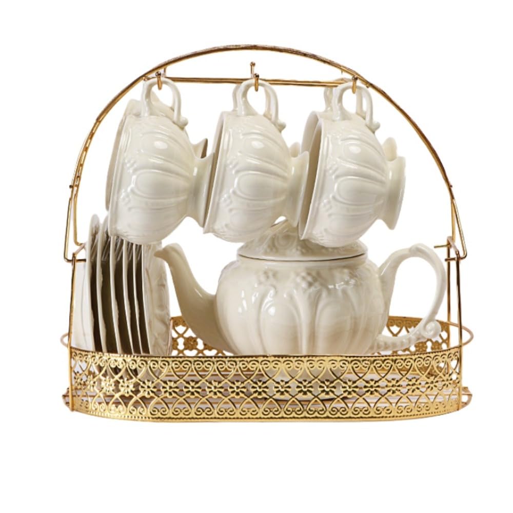 ティーセット/陶器コーヒーセット/紅茶カップ/金縁/アフタヌーンティーパンプキンポットコーヒーセット/フルーツティーポット/ティーカップセット/シンプル加熱/アフタヌーンフラワーティーセット/結婚祝い