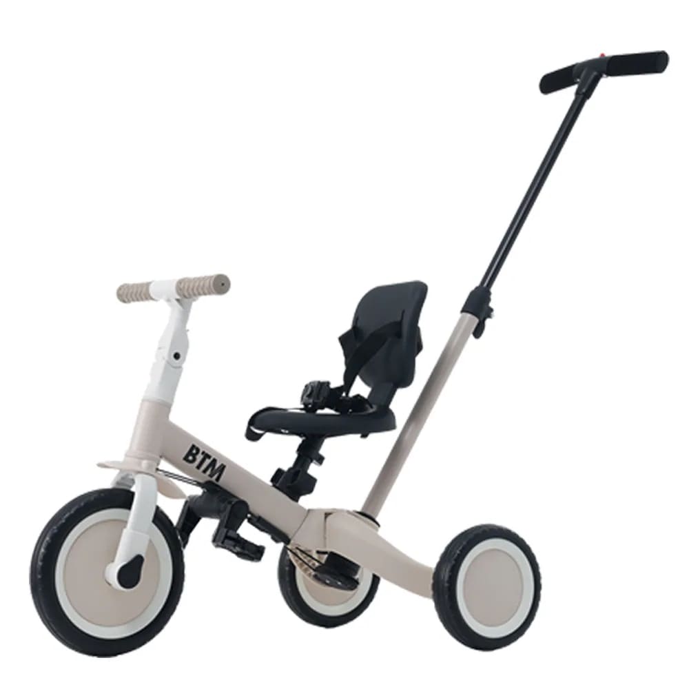子供用三輪車 4in1 グレージュ 三輪車のりもの押し棒付き 自転車 おもちゃ 乗用玩具 Greige
