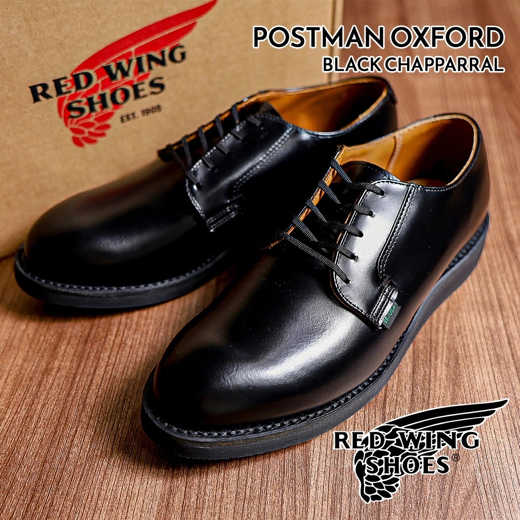 RED WING レッドウィング ポストマン オックスフォード ブーツ POSTMAN OXFORD BLACK CHAPPARRAL ( USA製 黒 ブラック レザー メンズ D 101 )
