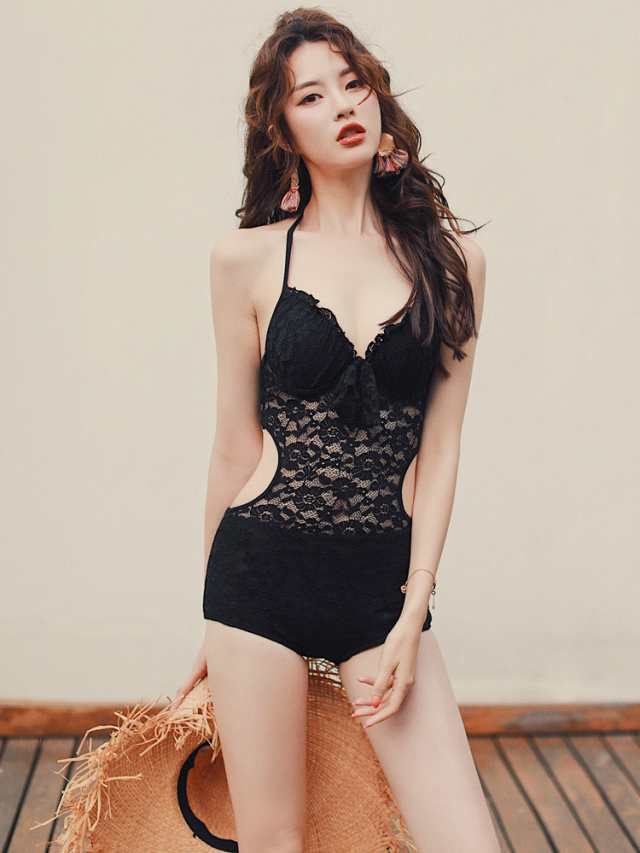 レースワンピース水着 水着 ビキニ ワンピース水着 羽織り ワンピース 体系カバー 二の腕カバー レース 透け感 シースルー 胸元 谷間 谷間魅せ 盛れる セット 2点セット ツーピース かわいい 大 12,940円