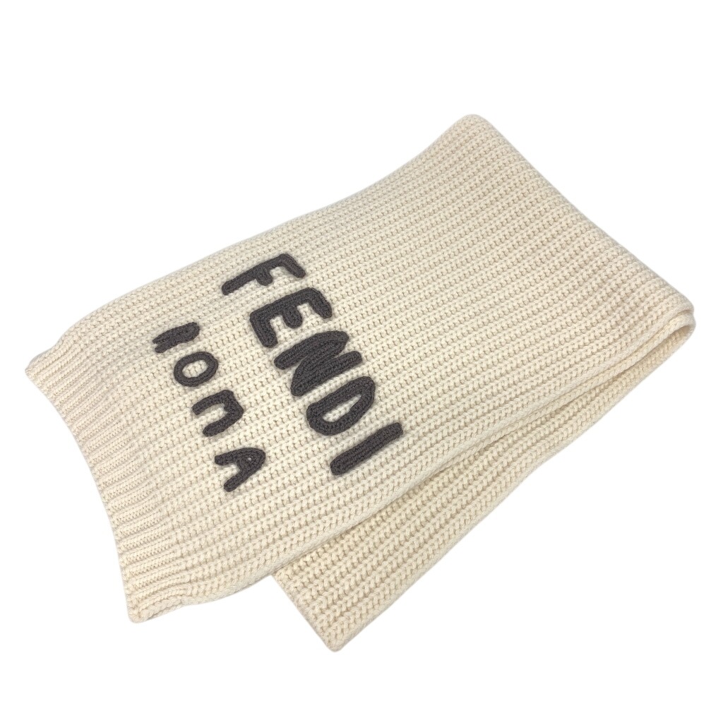 FXT352 ロゴ ウール マフラー ホワイト レディース ブランド