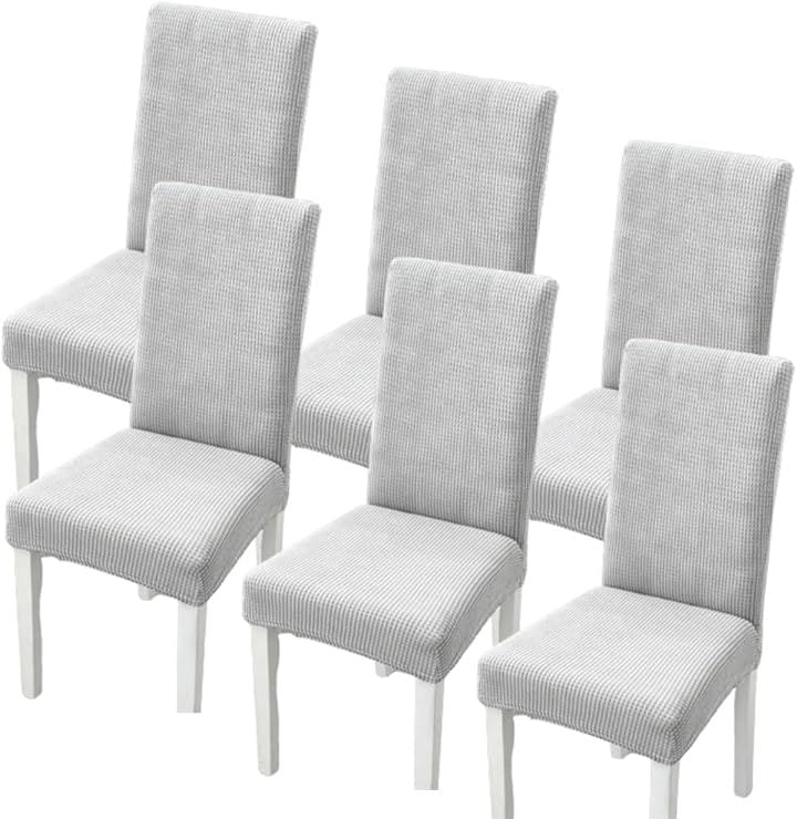 椅子カバー チェアカバー 背もたれあり 伸縮 洗える ノーアイロン 取り外し可能 無地 オフィス 家庭 ホテル レストラン Ｈx６枚(ライトグレー, Ｈx６枚)