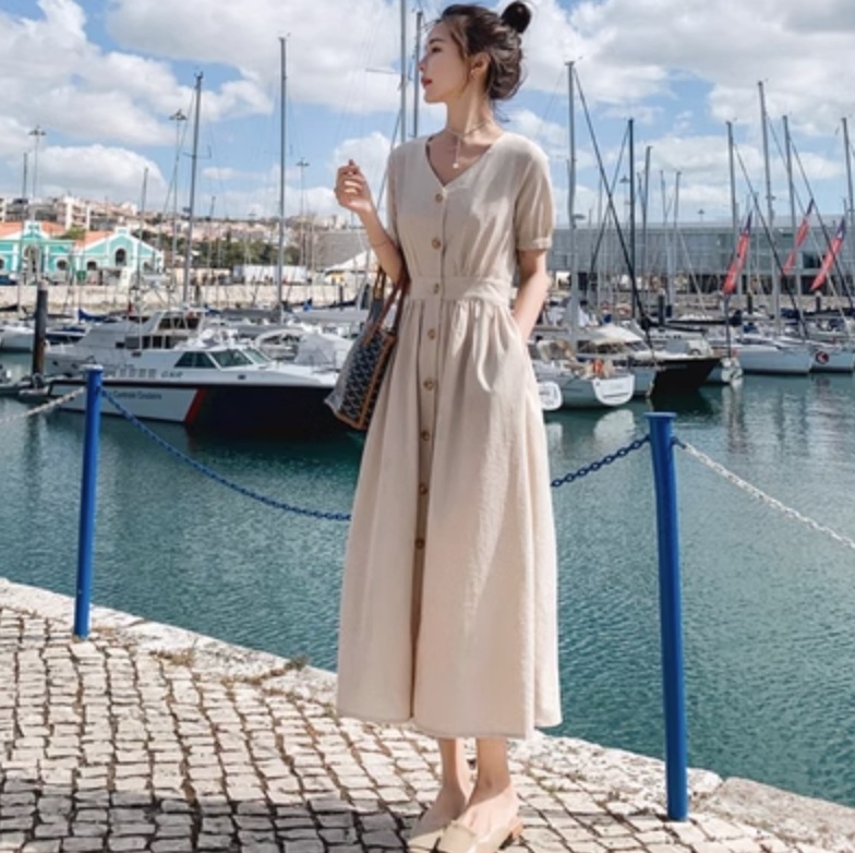 フレアワンピース ロング丈 かわいい 大人可愛い きれいめ シンプル カジュアル 大人 上品 おしゃれ お洒落 大人女子 こなれ感 個性的 主役級 存在感 美容師 メイクアップアーティスト ネイリストその他 ワンピース・ドレス