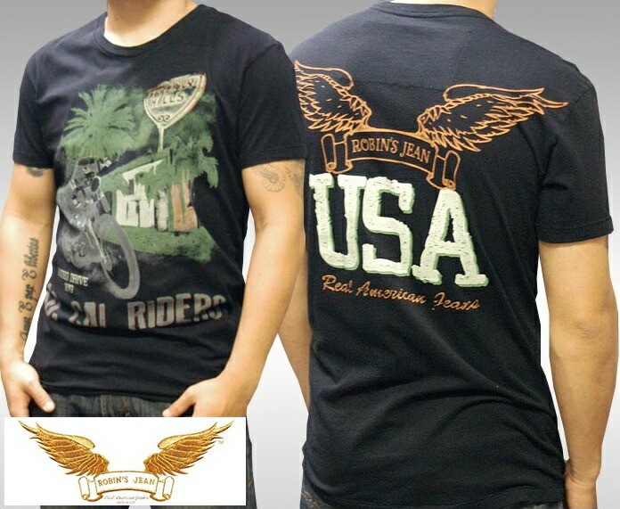 ロビンズジーン メンズ Tシャツ ROBIN S JEAN SO CAL RIDERS ブラック 半袖 シャツ safari サファリ LEON レオン オーシャンズ 掲載 ジーンズ ブランド ロビン