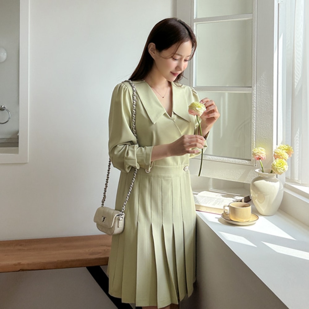 (JSTYLEのイーブレット) 新作オーディンカラープリーツワンピース JSTYLE