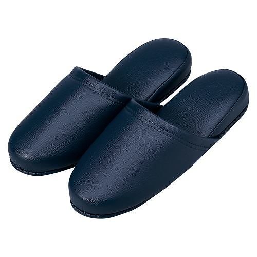 オーミケンシ 抗菌レザー調スリッパ10足 ダークブルー 36039 （10P） 00069839