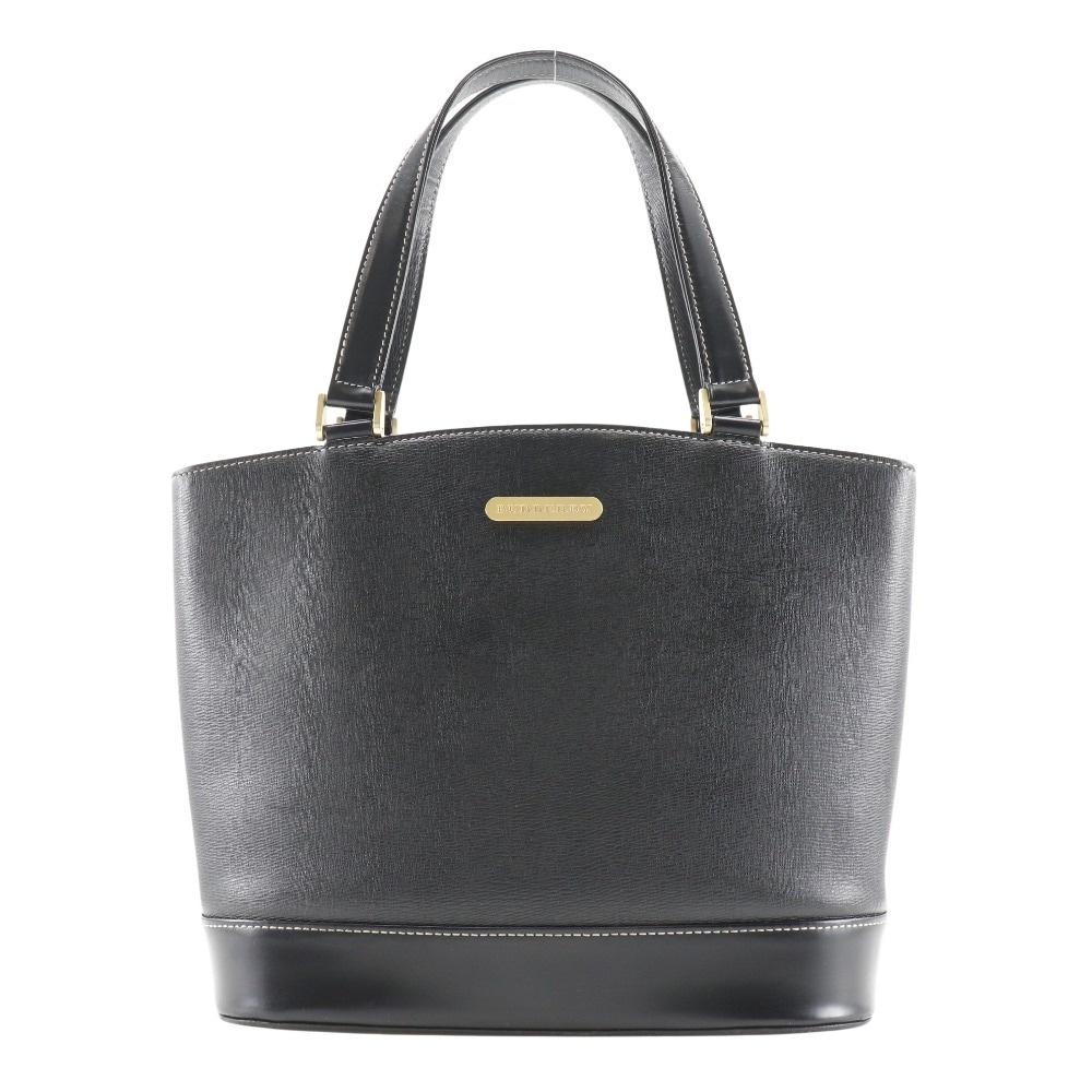 ロゴプレート シャドーホース トートバッグ ハンドバッグ カーフ 黒 レディース 中古品