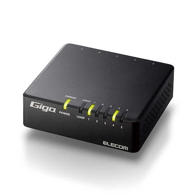 他サイト： エレコム　ELECOM　 スイッチングハブ LAN ハブ 5ポート Giga対応 1000/100/10Mbps マグネット付 ブラック　EHC-G05PA4-JBの商品画像