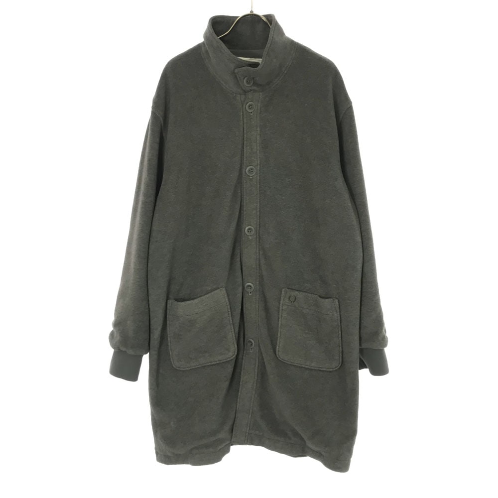 90s 日本製 オールド ロゴ刺繍 スタンドカラー フリース コート L グレー メンズ