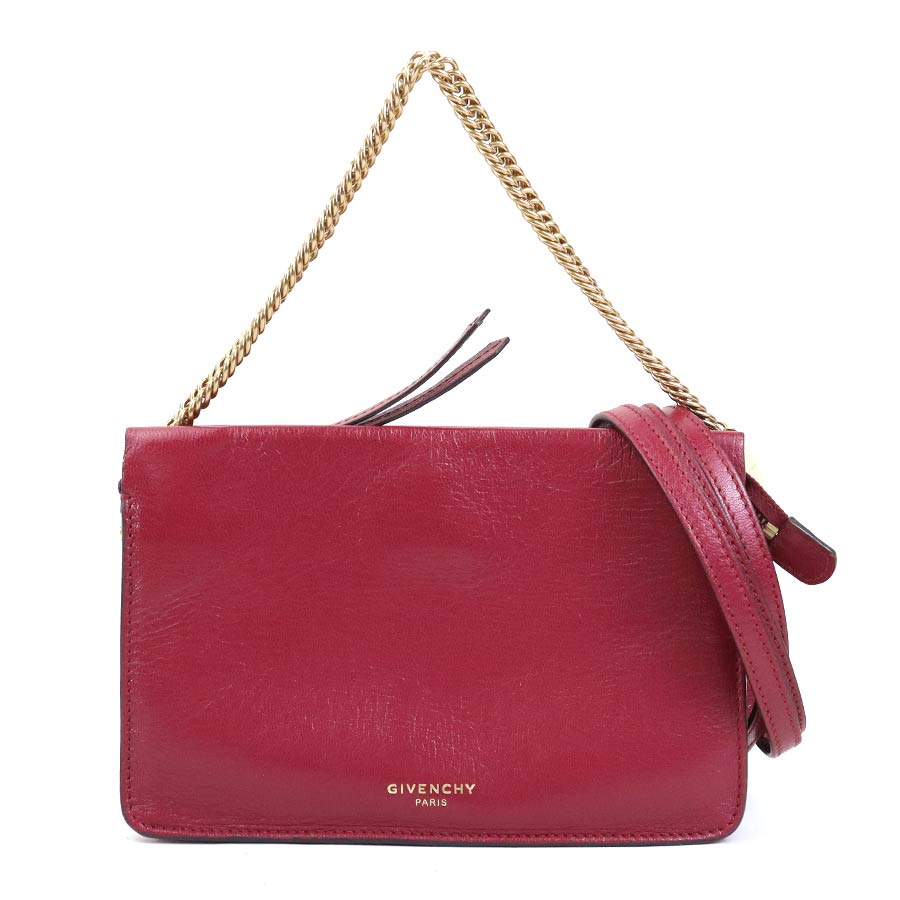 ジバンシィ GIVENCHY ショルダーバッグ レザー/スエード ワインレッド×レッド レディース 56357a